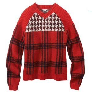 Woolrich Women's Red Plaid Houndstooth Sweater Size Small